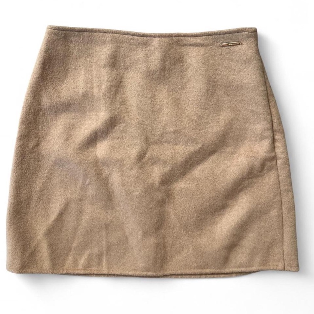 Elie Tahari Tan Classic Mini Wool Skirt